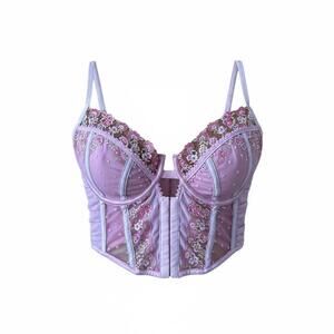 For Love & Lemons Style L | Pink Floral Embroidered Underwire Corset Top